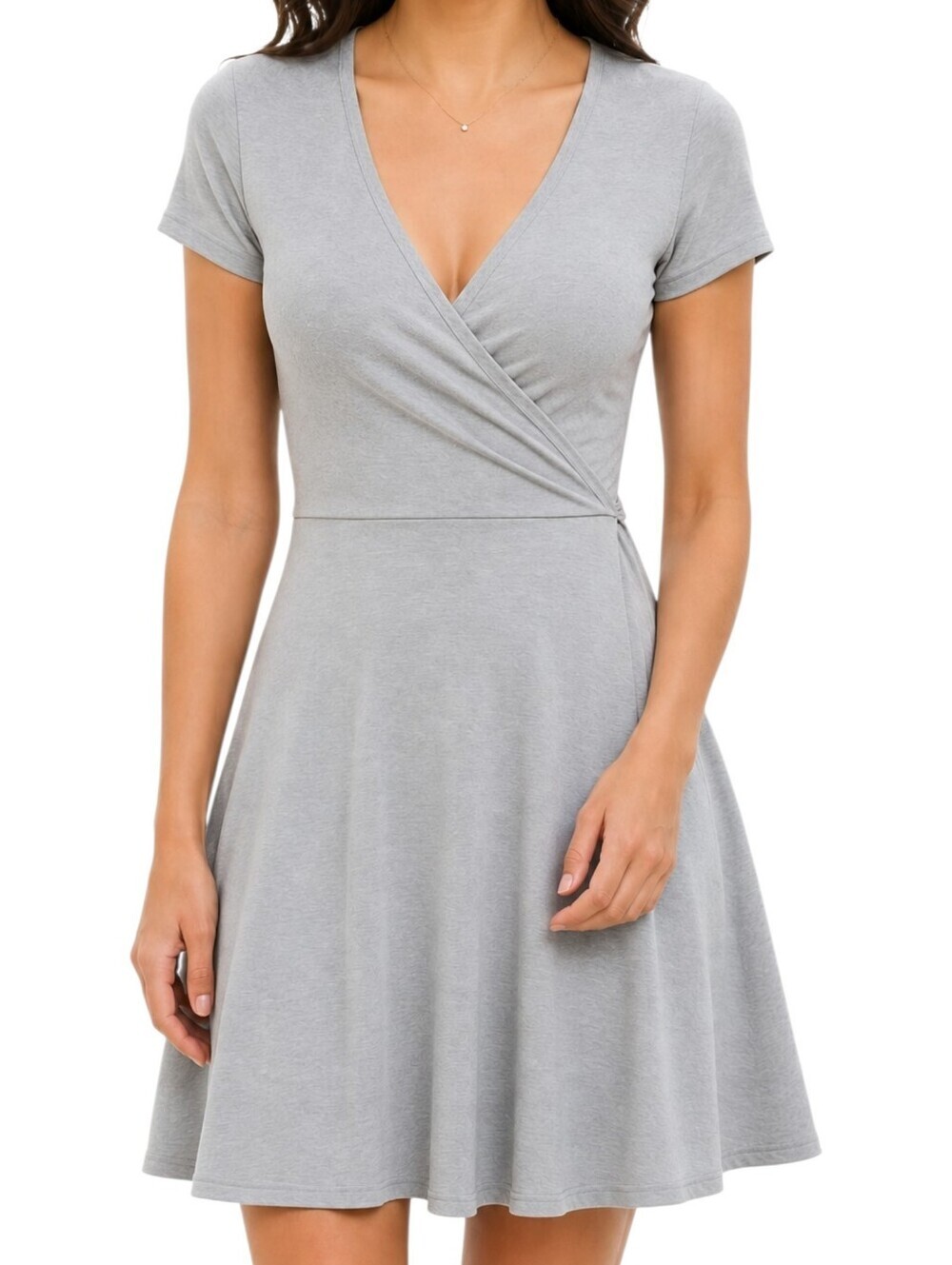 Brave Soul Wrap Dress Women Medium Grey Fit Flare